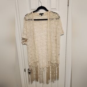 Torrid Cream Lace Kimono with Delicate Patterns